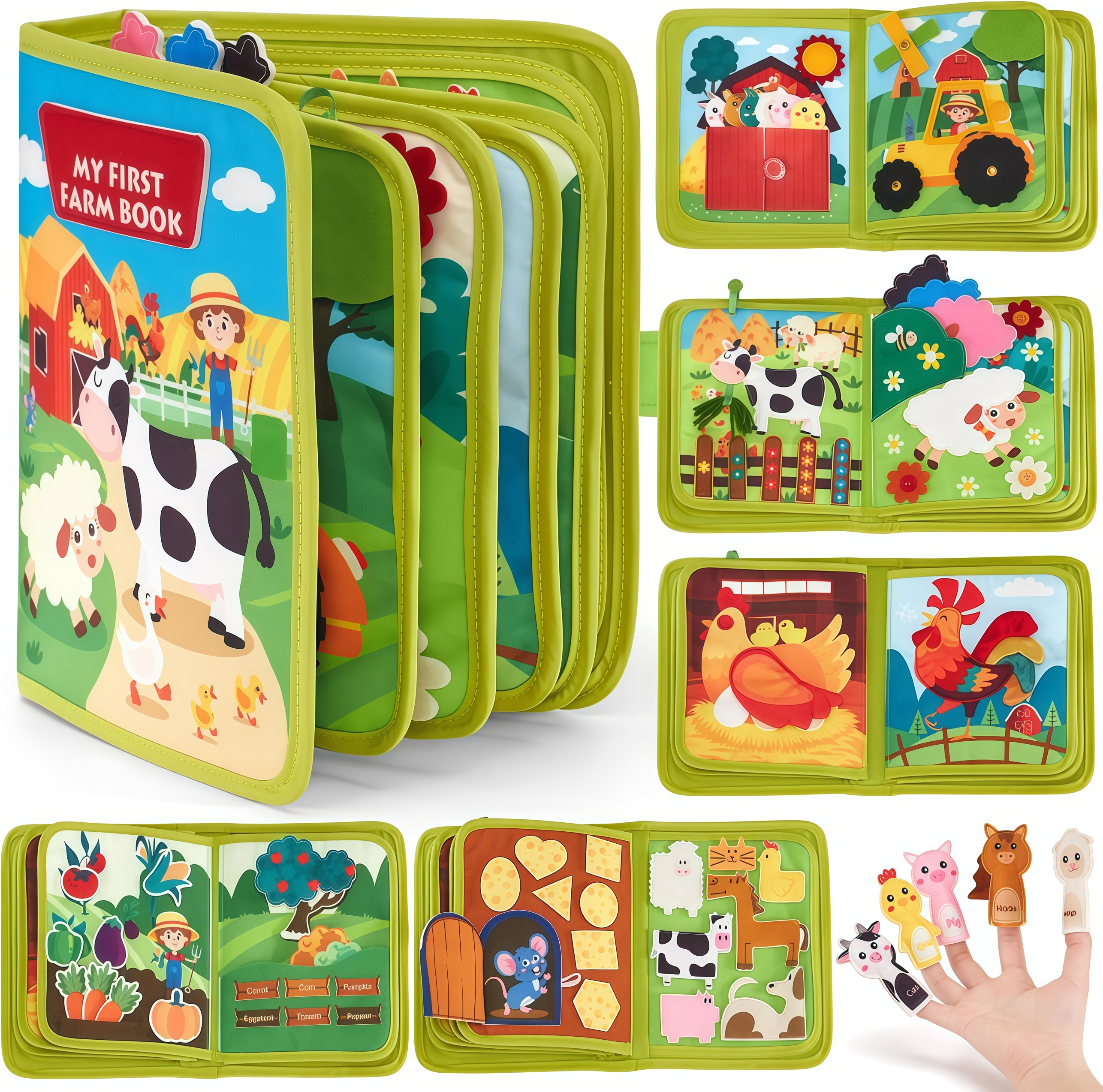 Livre d'éducation précoce Montessori pour bébé, scène d'animaux de ferme, jouet d'activité de conte, motricité Fine, livre silencieux pour les tout-petits