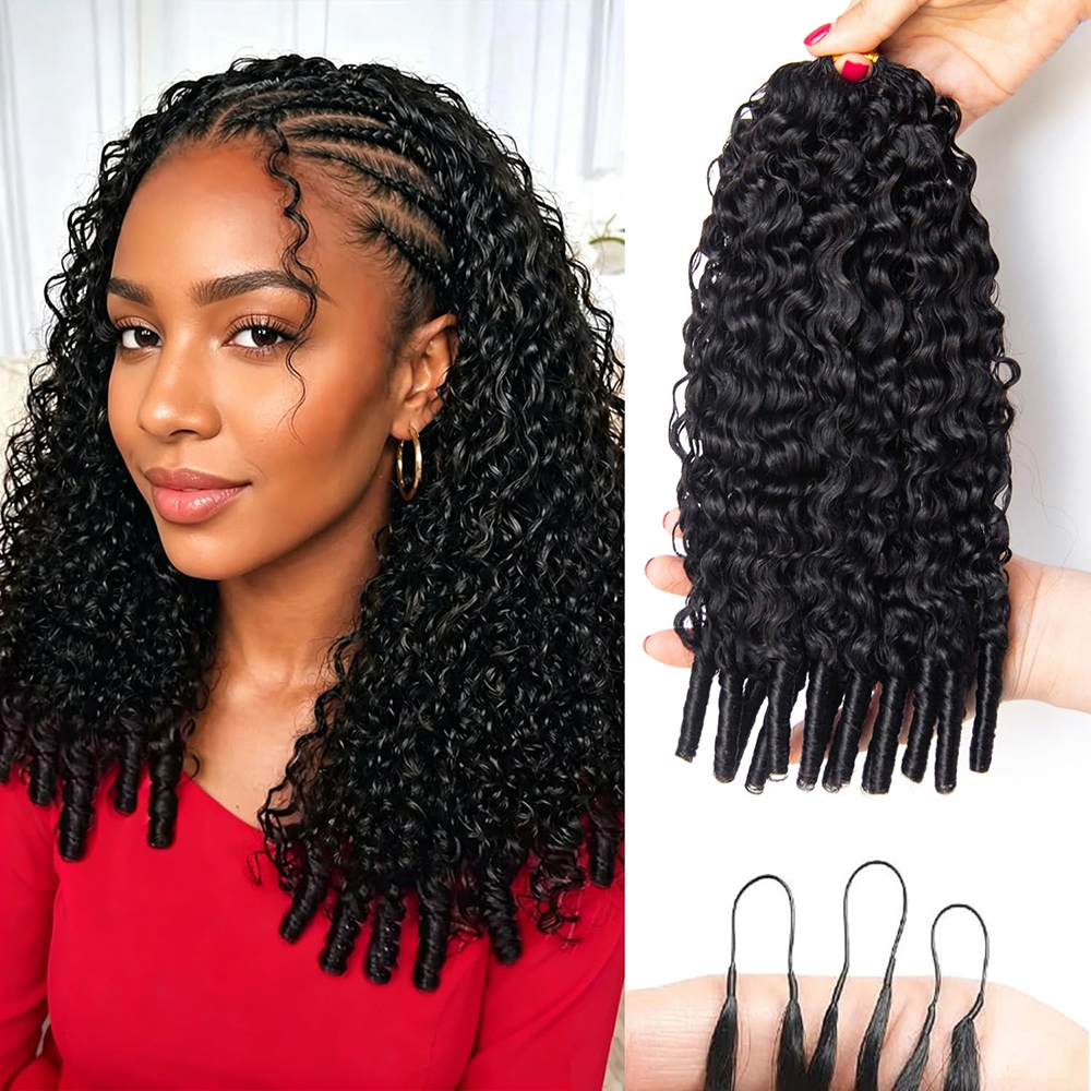 Cheveux bouclés birmans de 14 à 26 pouces, cheveux humains pré-séparés sans trame, effet plume, pour tressage au crochet, 100 % cheveux humains bouclés.