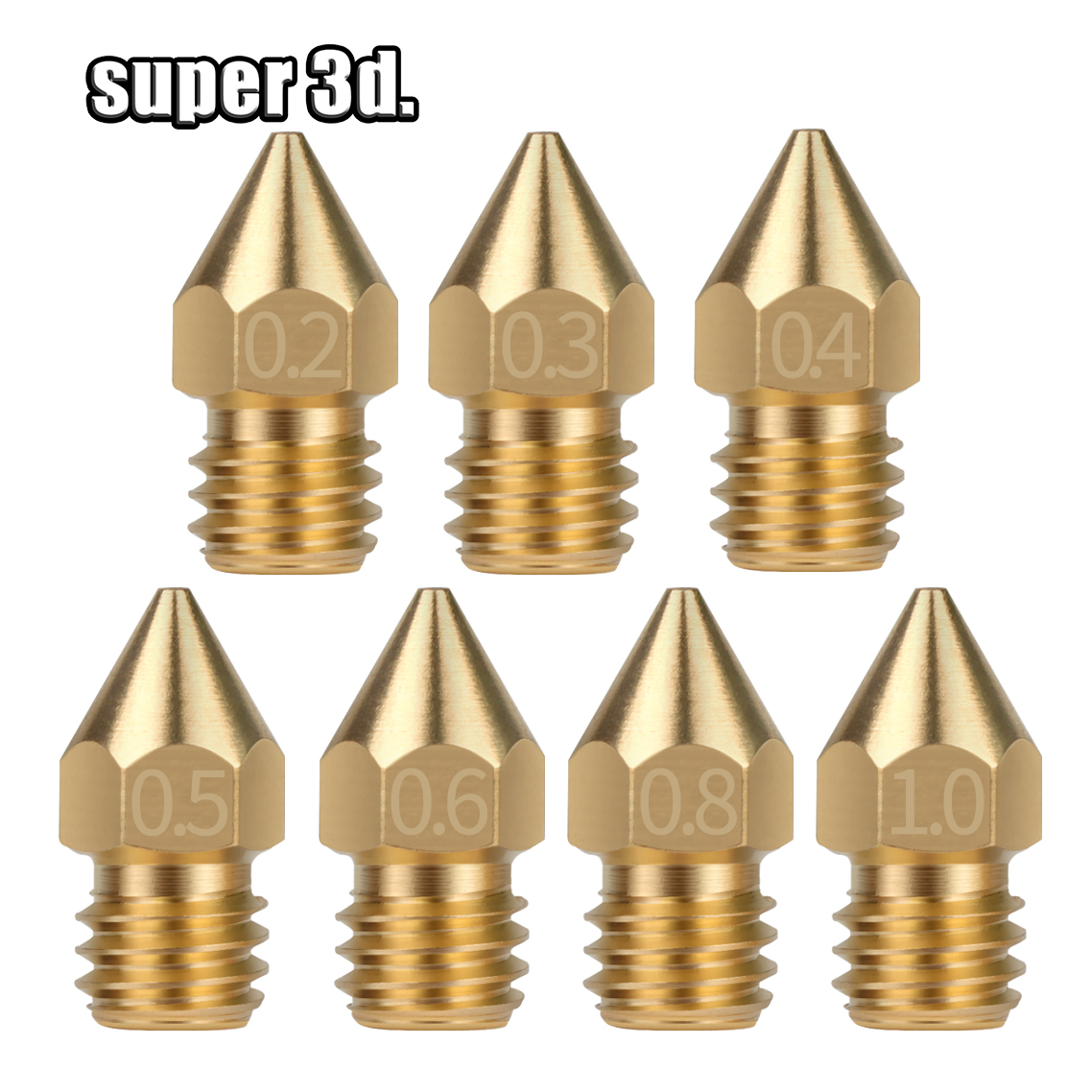 Boquilla de latón MK8, 5/10 Uds., 0,2 MM, 0,3 MM, 0,4 MM, 0,5 MM, boquilla de cabezal de impresión extrusora para 1,75 MM CR10 CR10S Ender-3, accesorios de impresora 3D