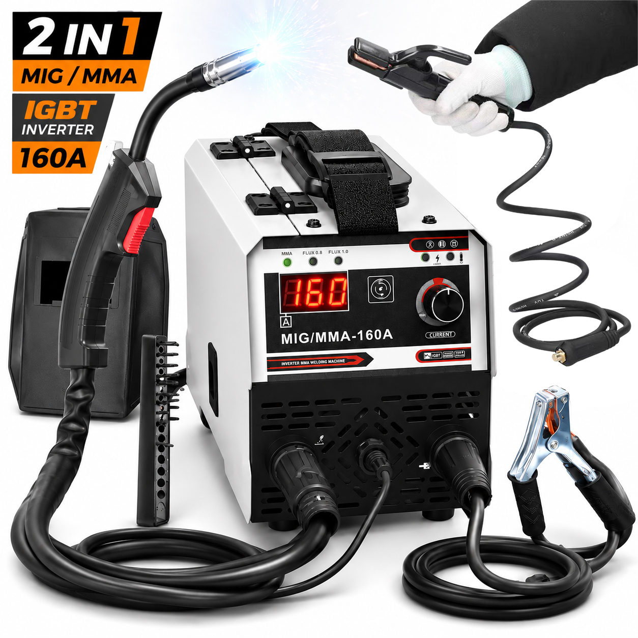 2-in-1 MIG/MMA-Schweißgerät 220V IGBT Inverter Multifunktions-Schweißmaschine Gas/Gaslos Fülldraht 20-120A DIY-Werkzeug mit integrierter Drahtvorschubfunktion