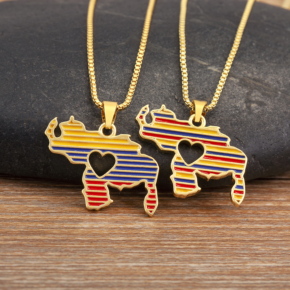 Nidin New Popular 5 Styles Venezuela Map Zircon Fine Pendant Necklace For Women Men Fashion Jewelry Wholesale Party Gifts