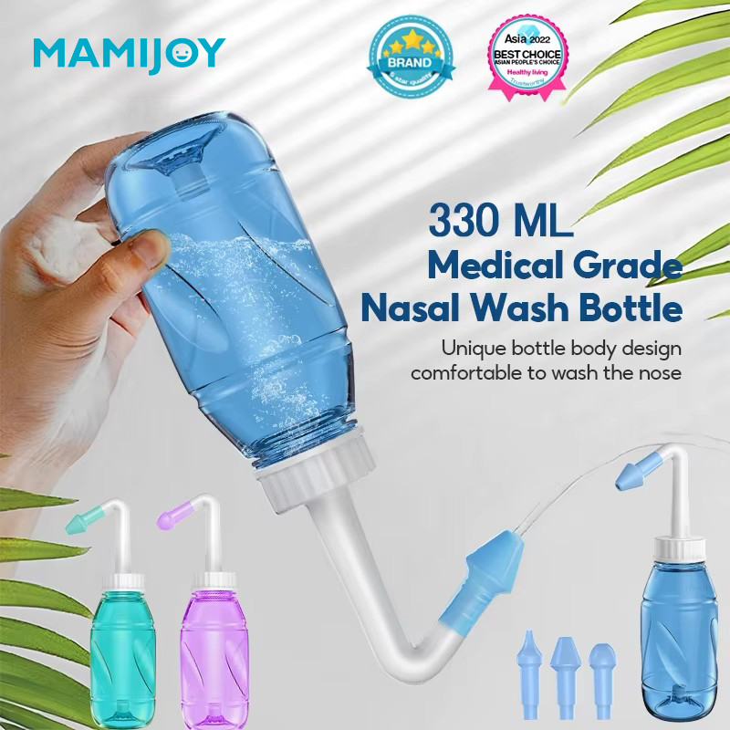 Mamijoy 300ml irrigador nasal garrafa de enxágue nasal limpador de lavagem nasal protetor de nariz evitar rinite alérgica adultos crianças neti