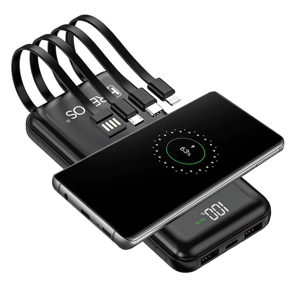 Carregador baterai Power Bank Com 4 Cabo 10000mah Agold BTE-17 Portatil