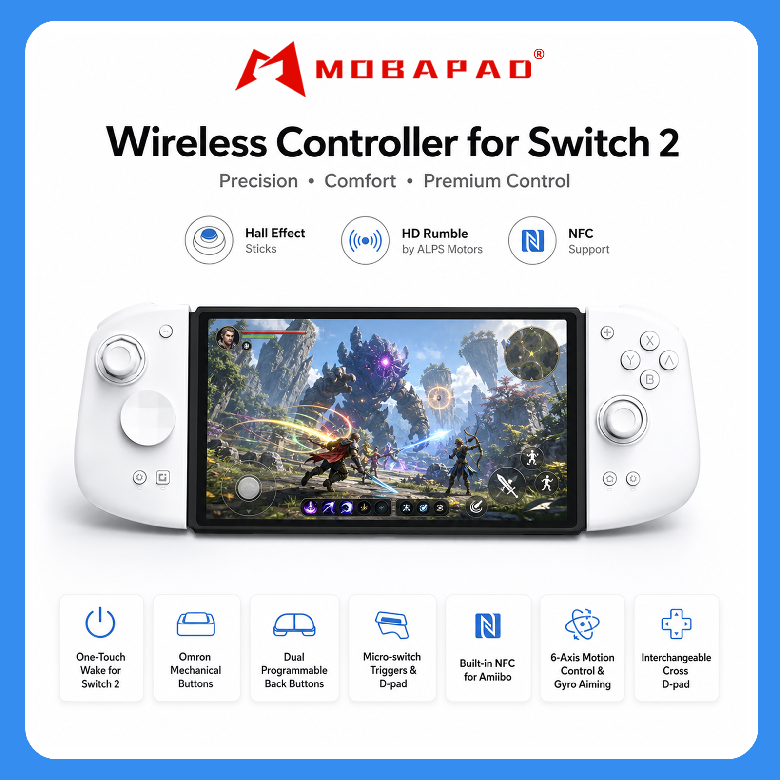 Mobapad M6s / M6 HD untuk Nintendo Switch / Switch OLED Joystick dapat disesuaikan pengontrol efek Hall JoyPad pengganti penutup panel