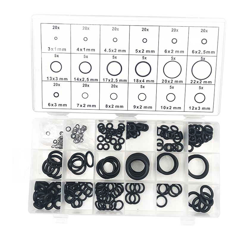 225 Buah Cincin O Karet Tahan Minyak O-ring Segel Gasket Pencuci Kedap Air Bermacam-macam Ukuran Berbeda dengan Set Kit Kotak Plastik
