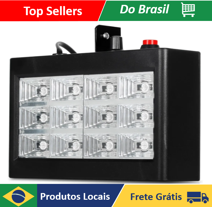 Strobo 12 Leds branco 15w Rítmico Bivolt Automático