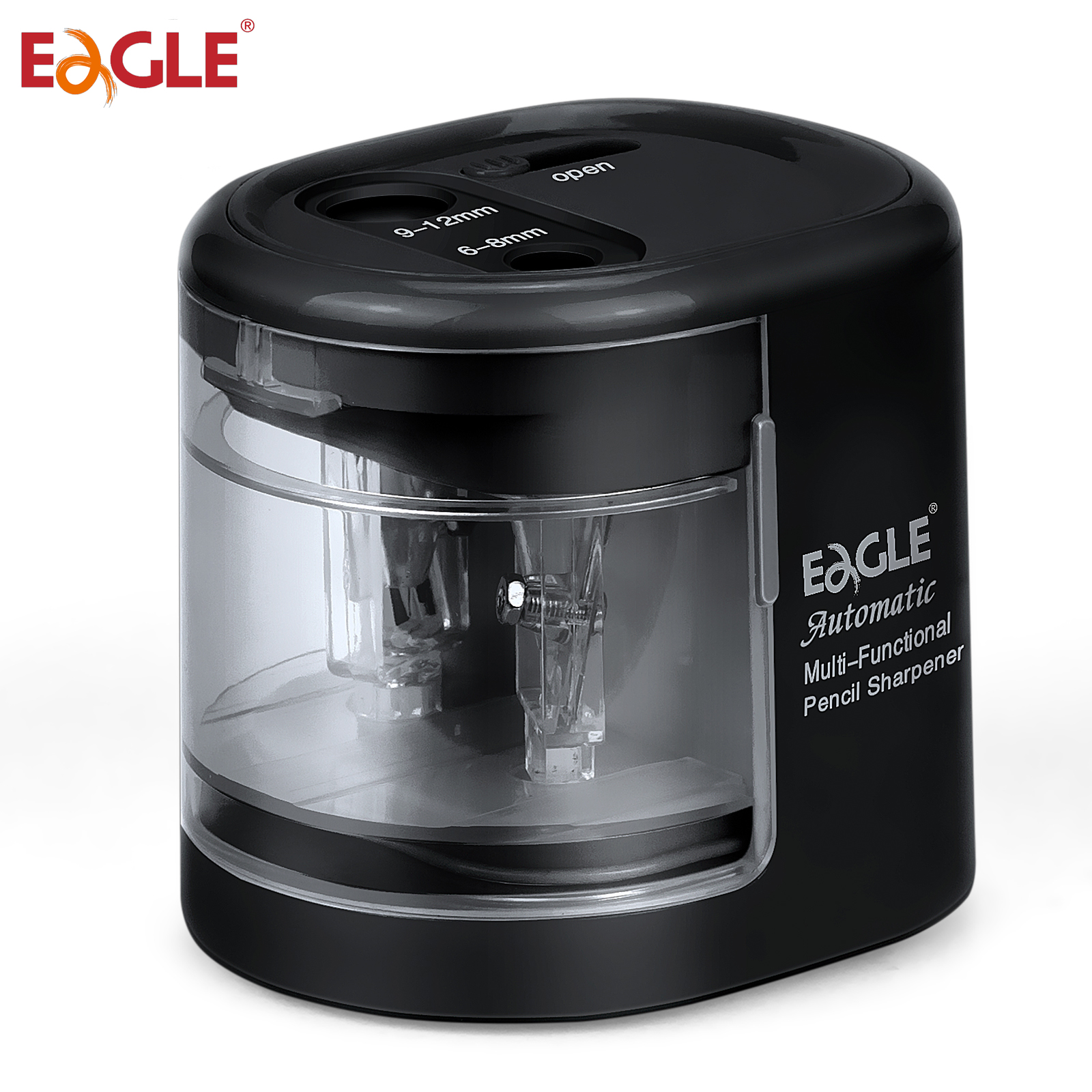 Apontador de lápis Eagle Auto, bateria ou USB, furos duplos, lâminas duplas, portátil, escritório, material escolar, papelaria