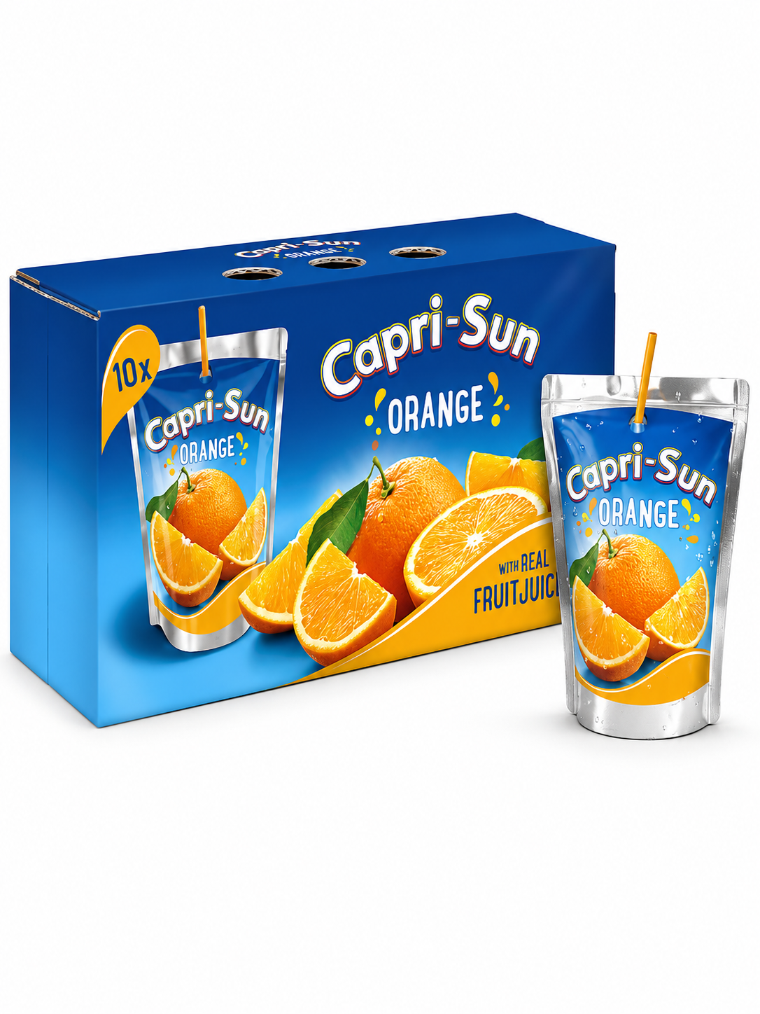 10 Stück Capri-Sun Orange 200 ml – Fruchtgetränk mit Orangengeschmack – 10 x 200 ml Trinkpäckchen – Vorratspack