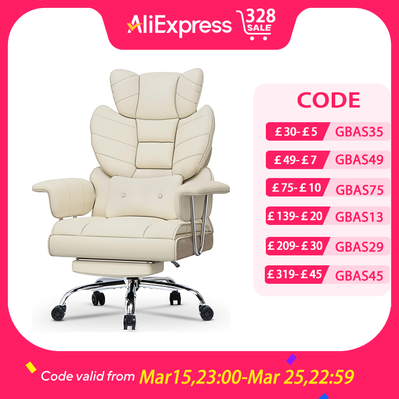 Ergonomic Office Chair with Footrest PU Leather Computer Chairr Home Office  Adjustable Big High Back Executive Chair