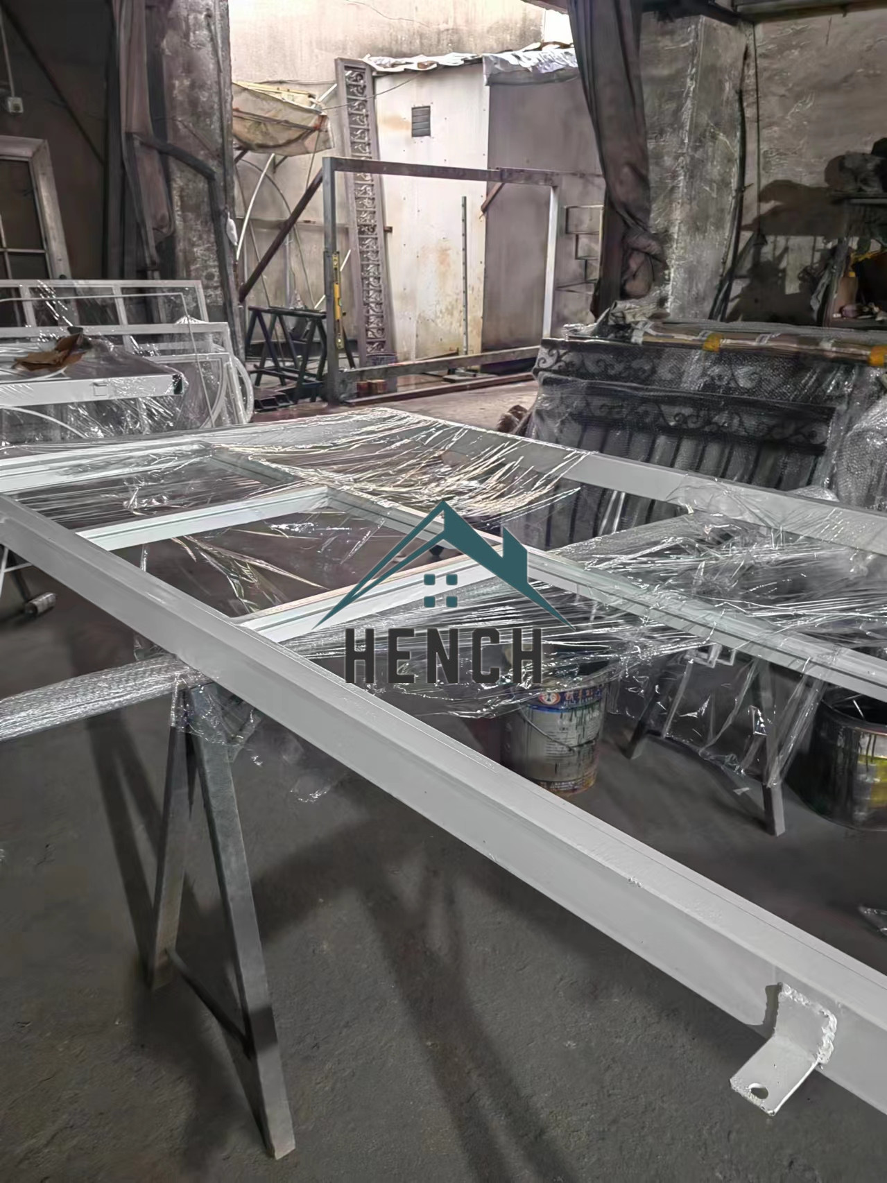 Hendidura de hierro, vidrio, acero, diseño de puerta francesa, China