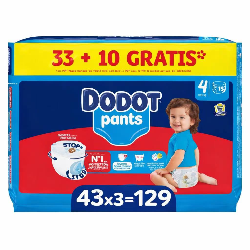 Dodot Baby Pants Diapers, Size 4, 9-15 Kg, 129 Diapers, Diaper-Panties with 360 Adjustment °   Anti-Leak, Monthly Pack