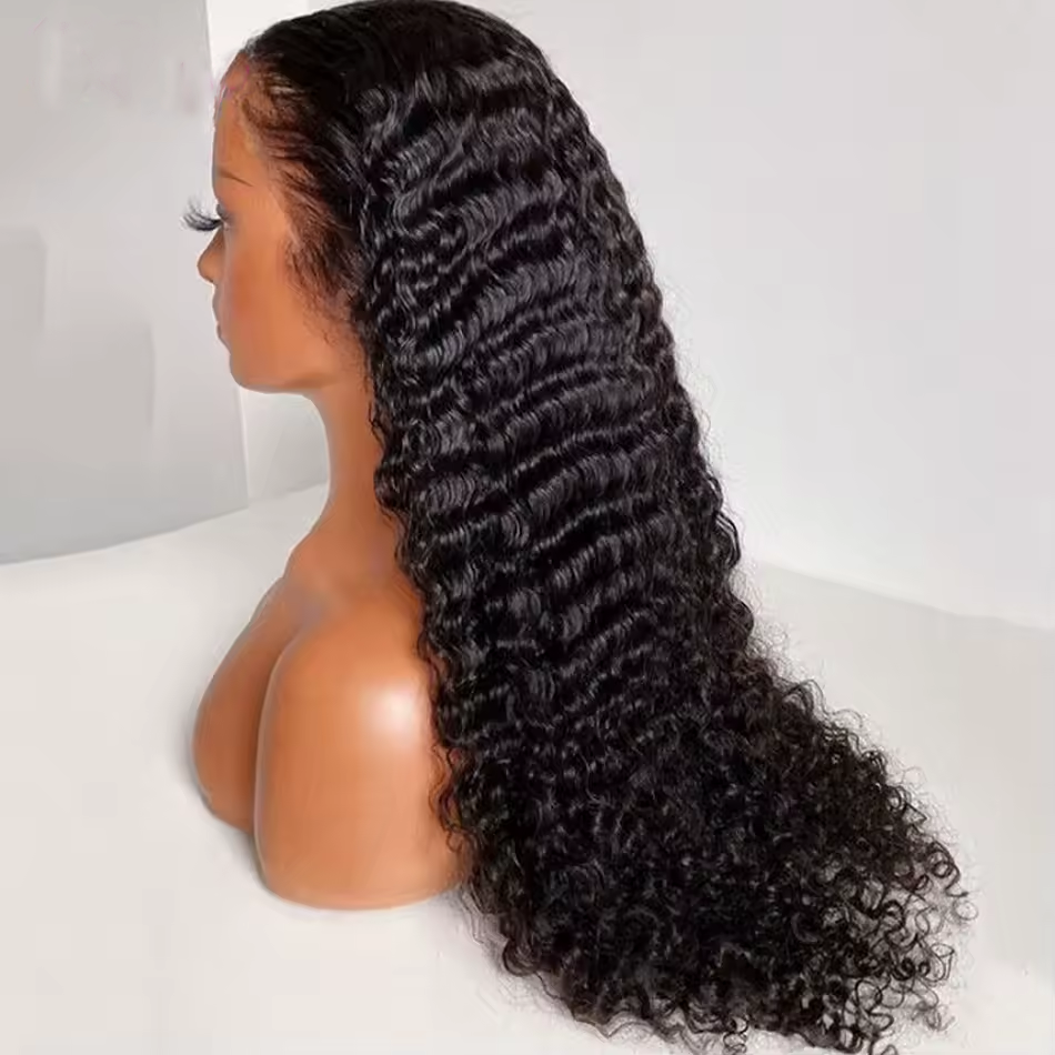 42 Zoll 200% Dichte 13x4 Kinky Curly HD Lace Frontal Perücken Brasilianische Wasser-Deep-Wave 13x4 Lace Front Echthaarperücke für Frauen