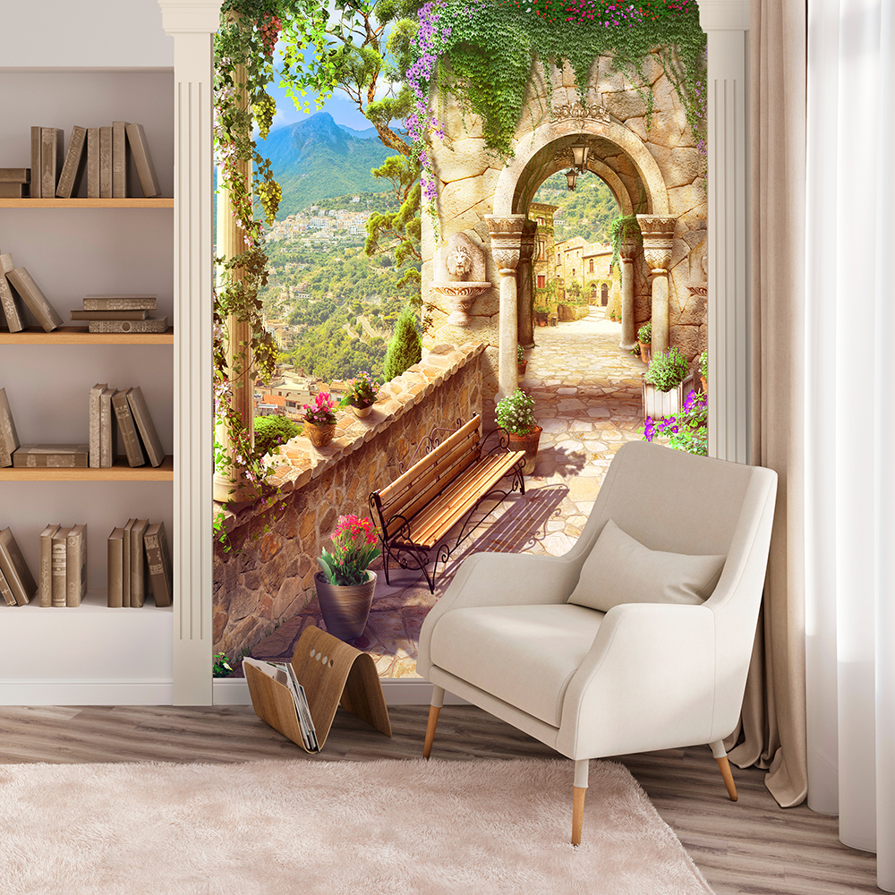 Коридор, пейзаж, настенная подвеска, Фотофон, морской пляж, ткань, пляжный коврик, цветок, фотография