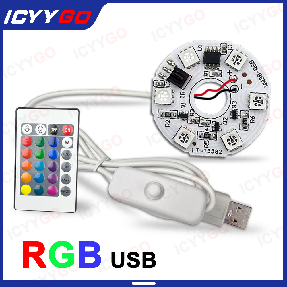 Tablero de luz LED RGB degradado colorido de bajo voltaje DC5V, Cable USB + Control remoto, modelo DIY, luz de visualización, tablero de luz LED PCB