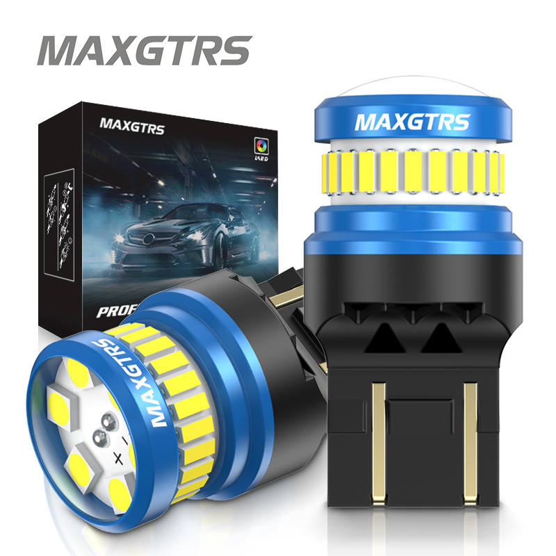 2x BA15S P21W หลอดไฟ LED S25 1156 7440 W21W T20 4014 3030 ชิปโปรเจคเตอร์เลนส์สําหรับย้อนกลับเบรคหางเลี้ยวไฟสัญญาณ CANbus