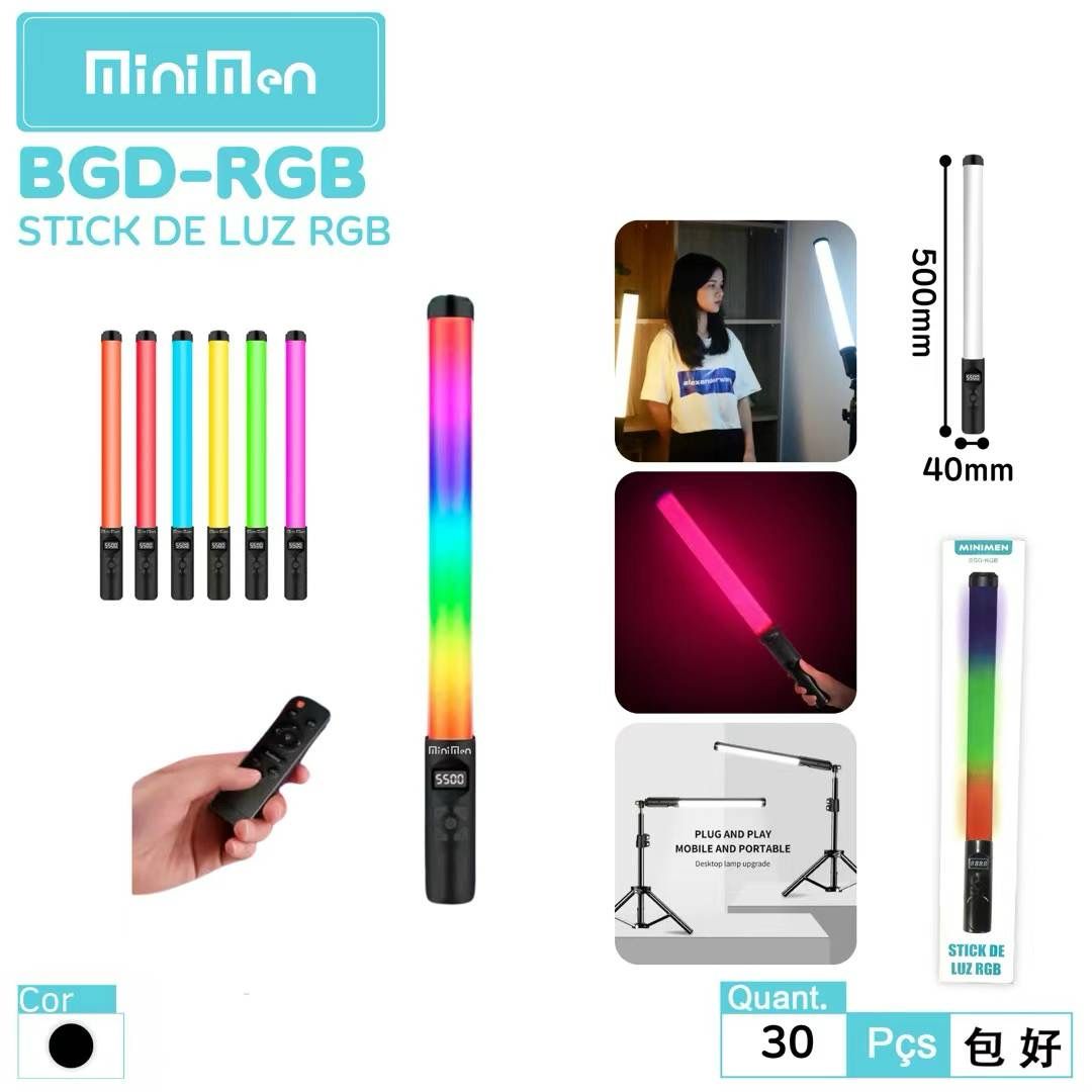 Bastone LED per Fotografia Colorato, Stick Luminoso RGB Portatile con Controllo, Luce RGB e Bianca per Riempimento Fotografico