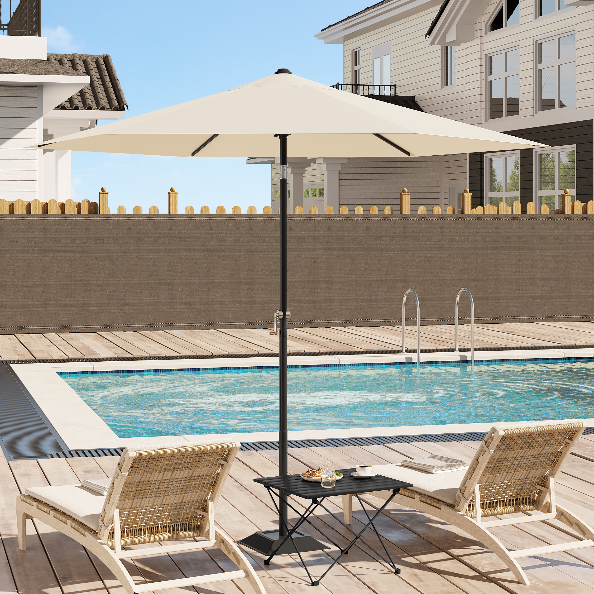 WOLTU Sechseckiger Sonnenschirm, UV-beständig, Strand-Balkon-Regenschirm, wasserdicht °   Biegbare Kurbel-Sonnenschutz für die Gartenterrasse