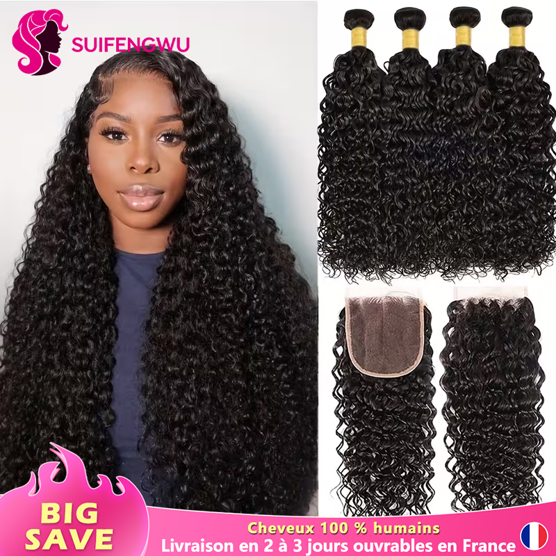 Наращивание волос из натуральных вьетнамских волос 14A Kinky Curly с HD-заколкой 4x4