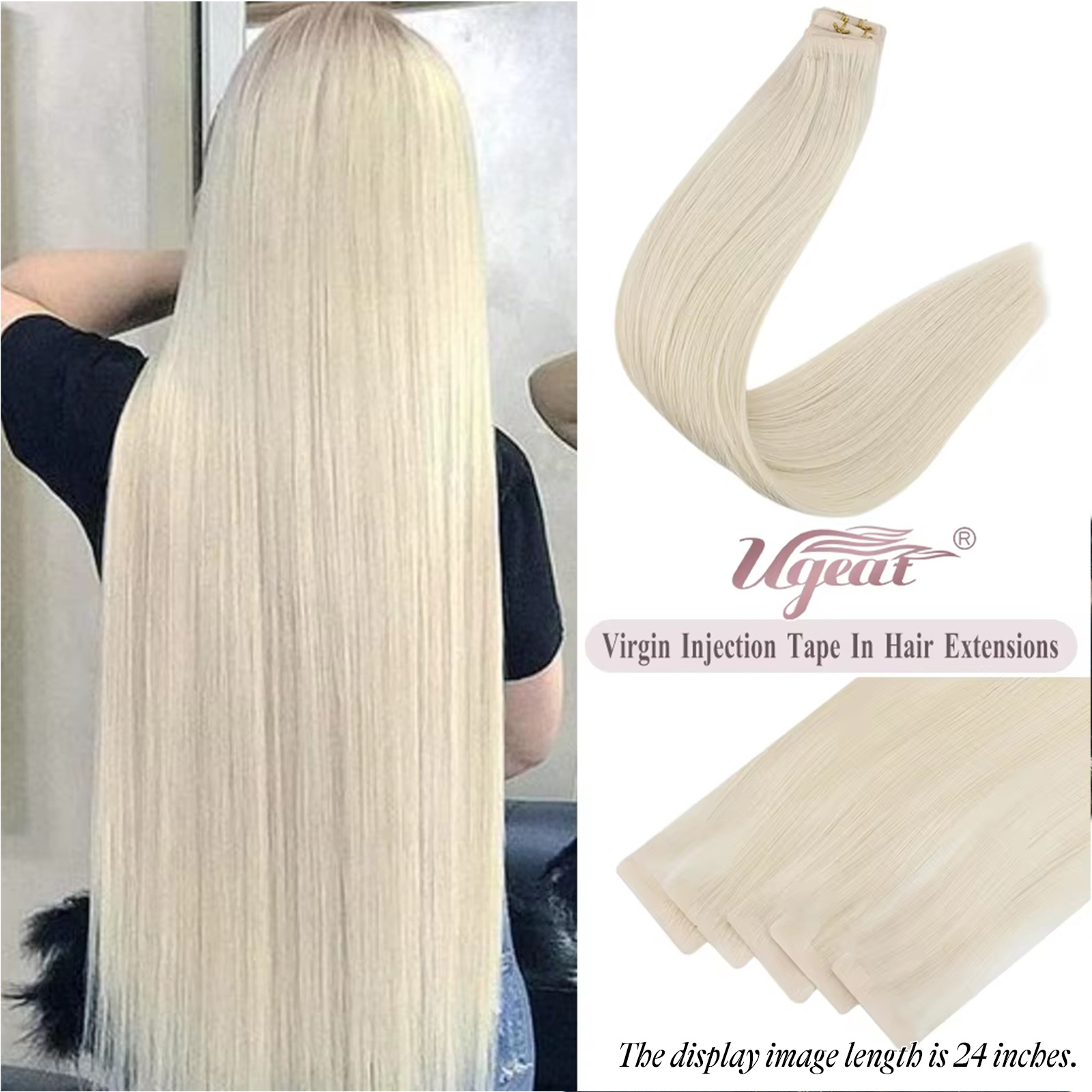 [12 Maanden] Ugeat Onzichtbare Tape in Human Hair Extensions 10A Grade Naadloze Huid Inslag Injectie Virgin Tape in Haar 2.5 G/stukken