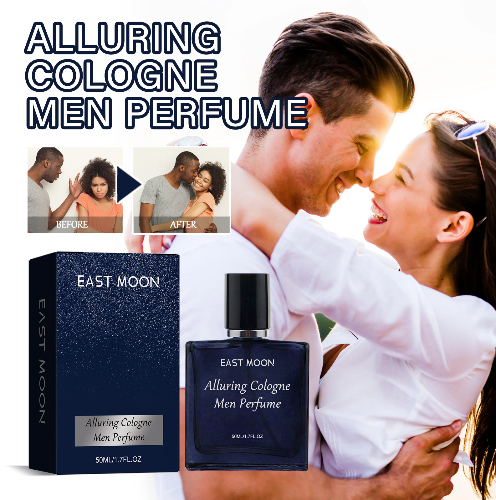 East Moon Men โคโลญจ์น้ําหอม Beard Care ครีม Charming Pheromone กลิ่นหอมจัดแต่งทรงผมผมสดเดทสเปรย์น้ําหอม