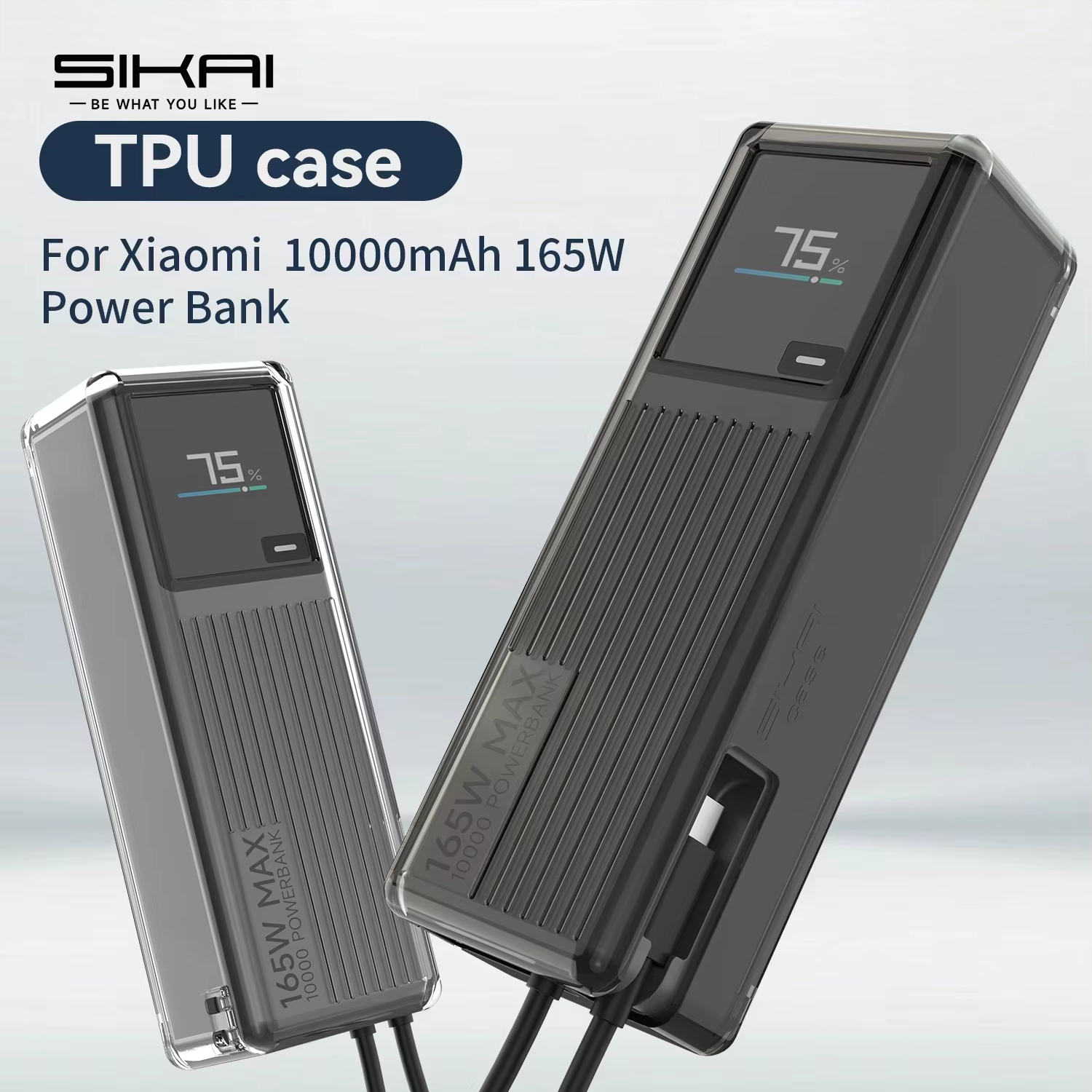Funda de silicona SIKAI para Xiaomi 165W Power Bank 10000mAh PB1165MI, funda protectora para cargador portátil, resistente a los golpes