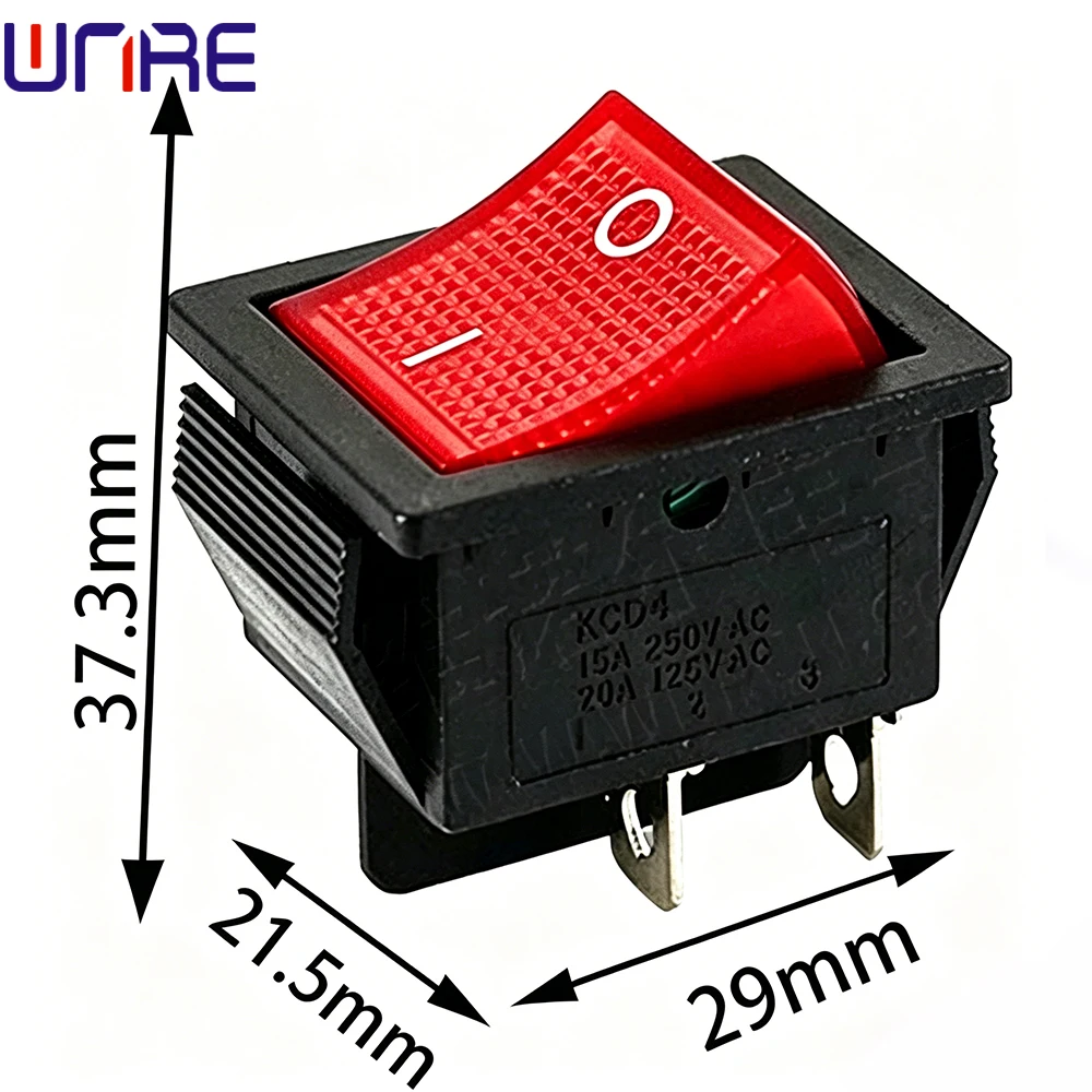 KCD4 Rocker Switch ON-OFF 2 Position 4 Pins /6 Pins Electrical Equipment With Light Power Switch 6/16/30/50A