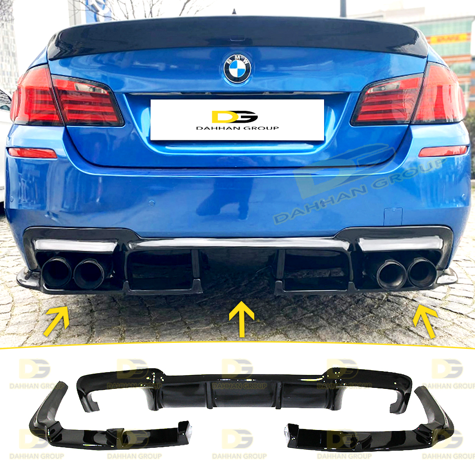 Bmw 5シリーズF10 2010 - 2017 vorsteinerスタイルリアディフューザースポイラーウイングと背面フラッププラスチックピアノグロスブラックM5キット