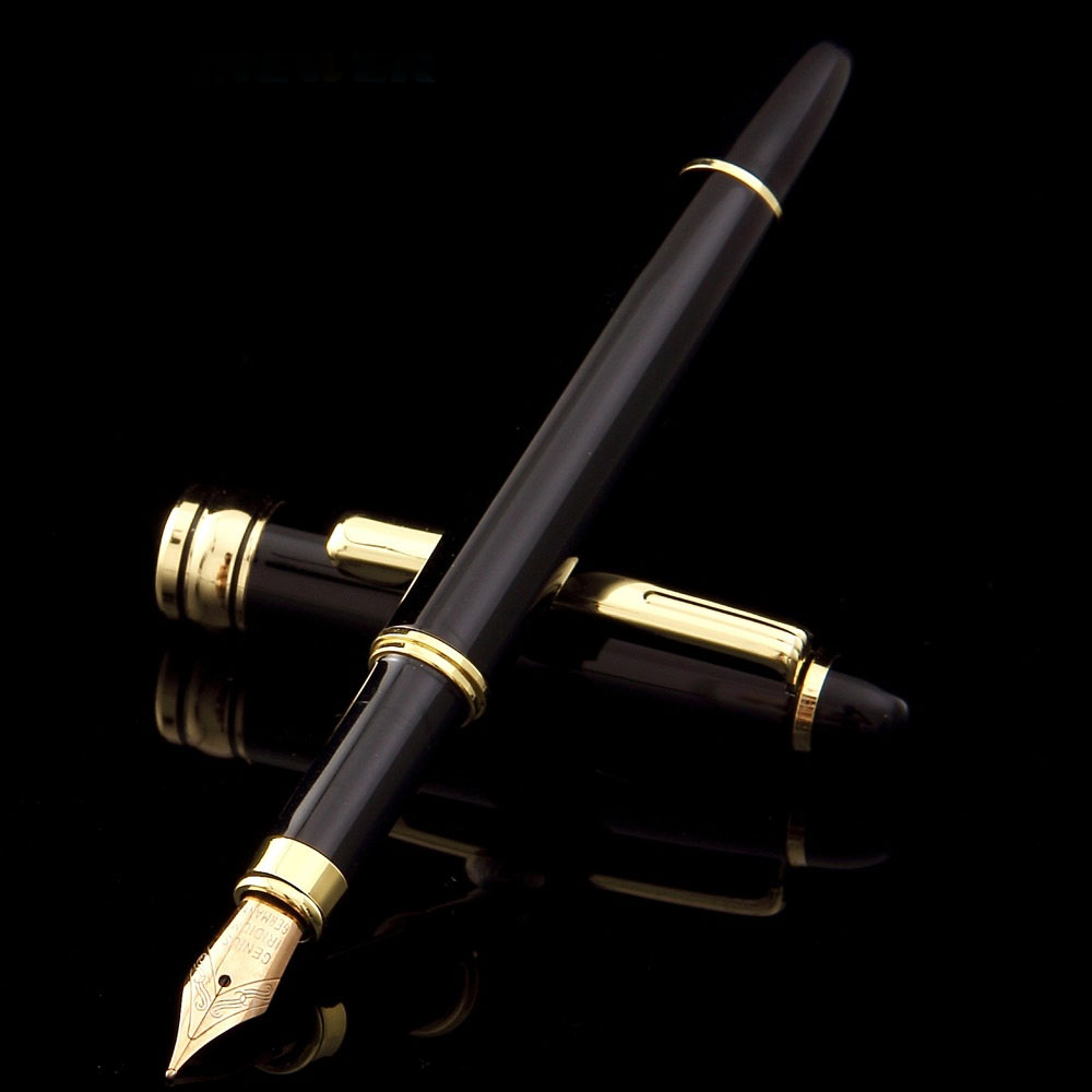 STONEGO-Convertidor de pluma estilográfica negra de Metal clásico, bolígrafos de caligrafía para escribir, dibujar, diario, regalo de negocios, 5 tamaños