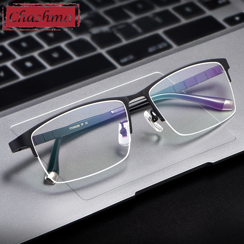 แว่นตา Chashma สำหรับผู้ชาย กรอบแว่นตาไทเทเนียมแท้ ทรงใหญ่พิเศษ สำหรับเลนส์สายตาแบบโปรเกรสซีฟ แว่นตาขนาดใหญ่