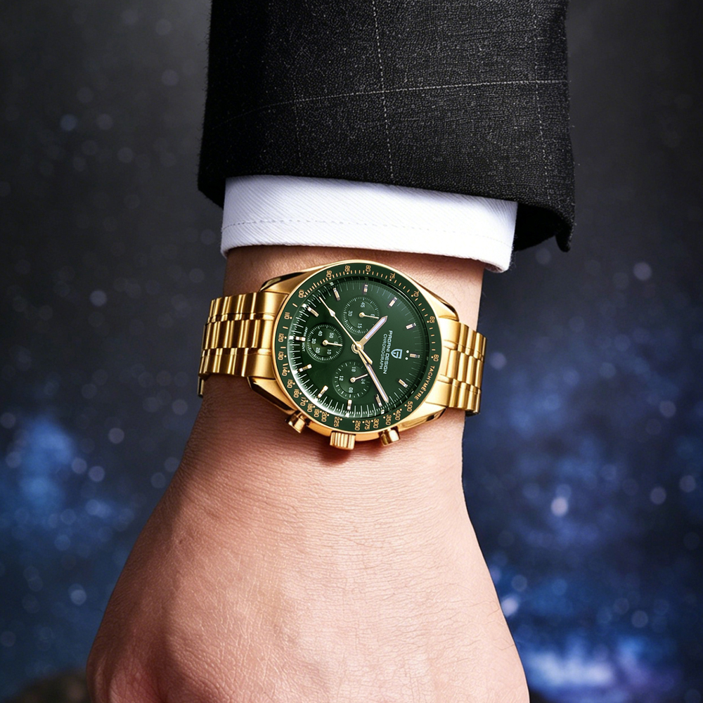 Novo Relógio Masculino PAGANI DESIGN V6 Moon 2026 Dourado de Luxo Quartzo Cronógrafo Esportivo VK63 Masculino com Safira AR à Prova d'Água Luminoso Presente