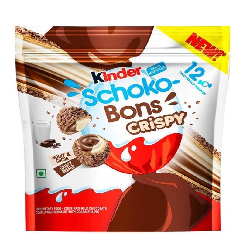 Kinder Schoko-Bons Crispy 67,2g – Knusprige Schokoladenpralinen mit Milchcreme