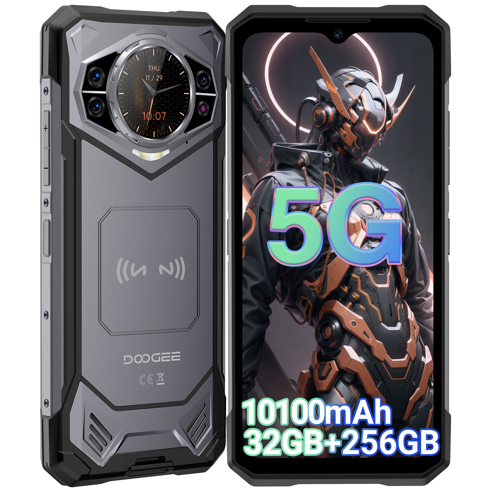 Versión Global DOOGEE S200 5G, Teléfono Resistente con Pantalla de 6.72" y 120Hz, 12GB 256GB, Cámara Principal con IA de 100MP, Batería de 10100mAh, NFC, Smartphone