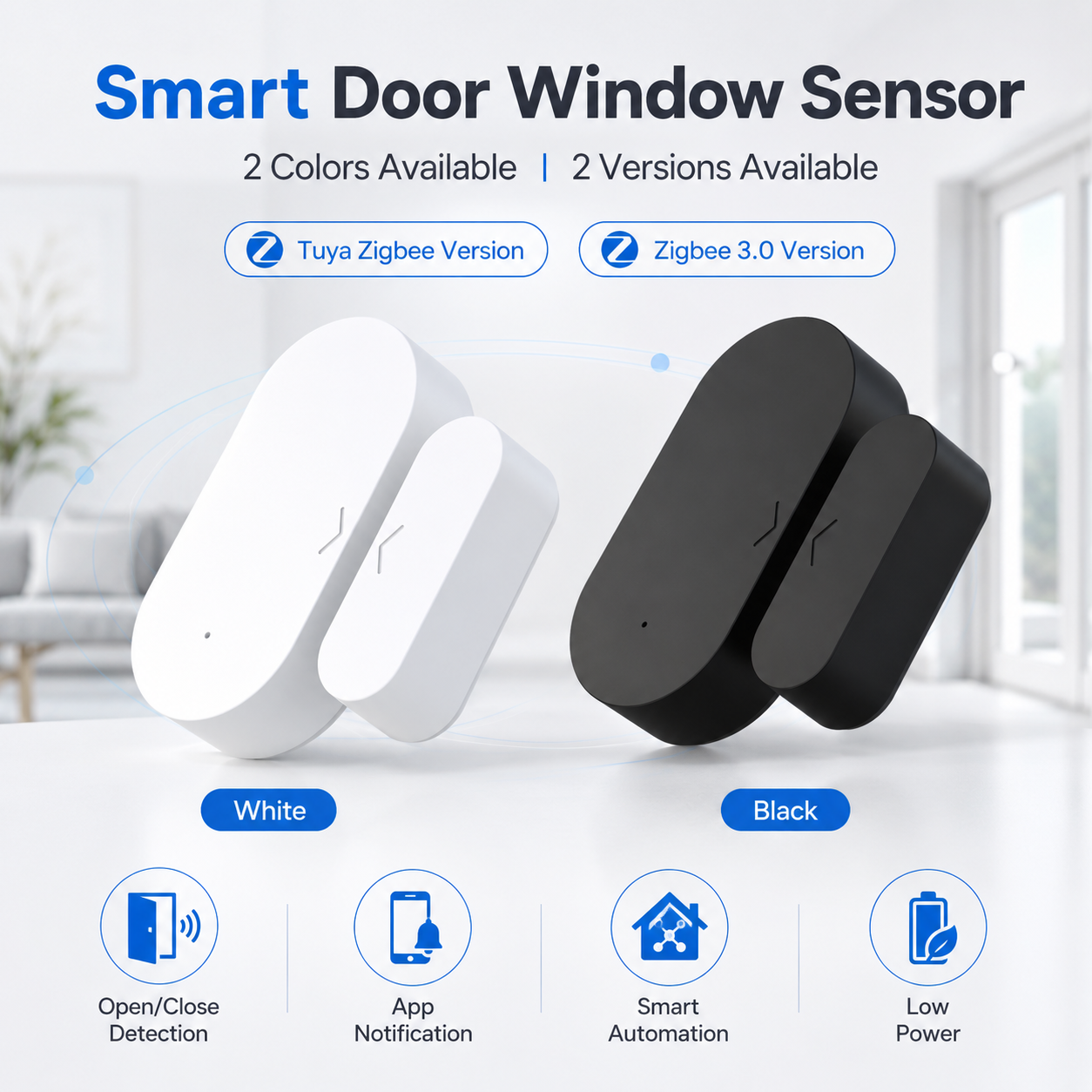 เซ็นเซอร์ประตูหน้าต่าง Zigbee 3.0 เซ็นเซอร์แบบสัมผัสสำหรับบ้านอัจฉริยะ ต้องใช้ Zigbee Hub รองรับ Alexa Zigbee2MQTT ZHA Home Assistant