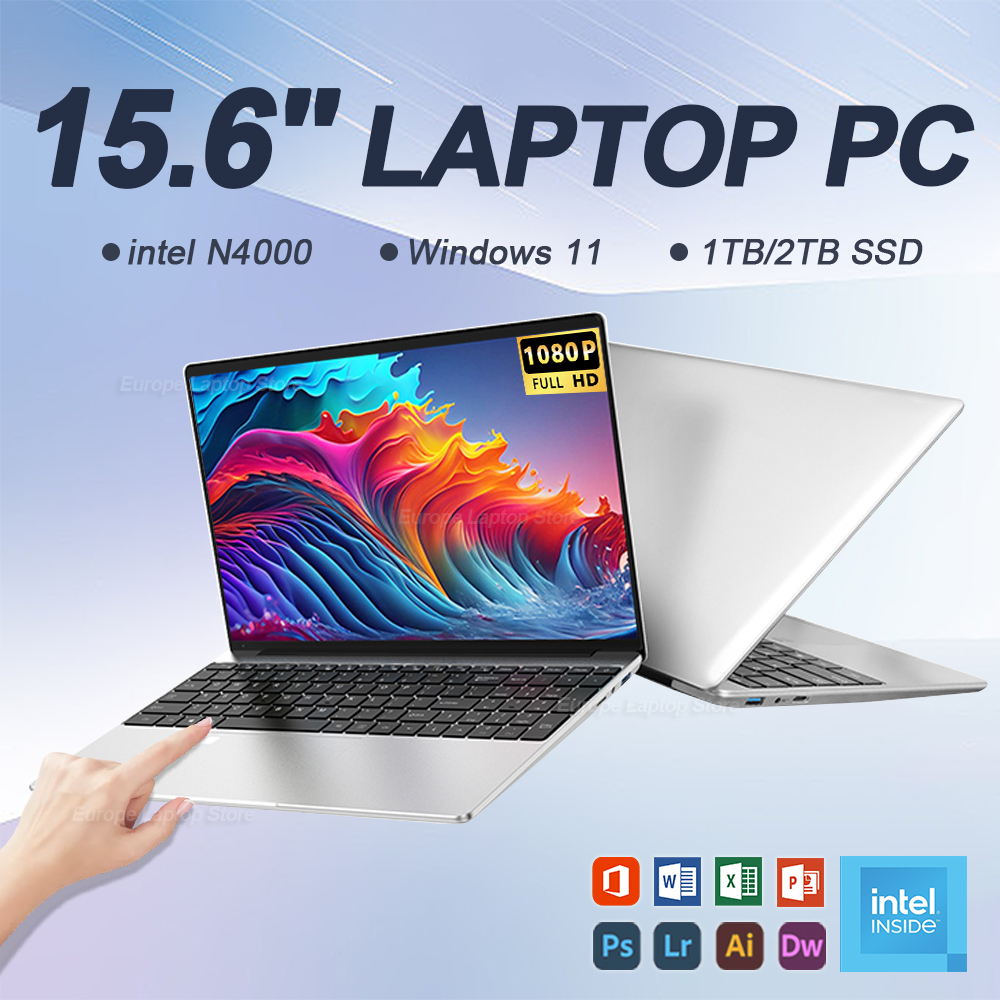 15,6-inch laptopcomputer Intel Celeron N4000 Notebook PC Vingerafdruk ontgrendelen Windows 11 Pro 16 GB RAM 512 GB 1 TB SSD HD 1080P-laptops