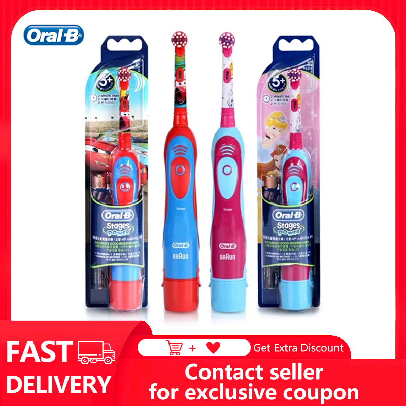 Spazzolino elettrico Oral-B per bambini, spazzolino rotante alimentato a batteria, pulizia dentale orale con timer da 2 minuti per bambini dai 3 anni in su