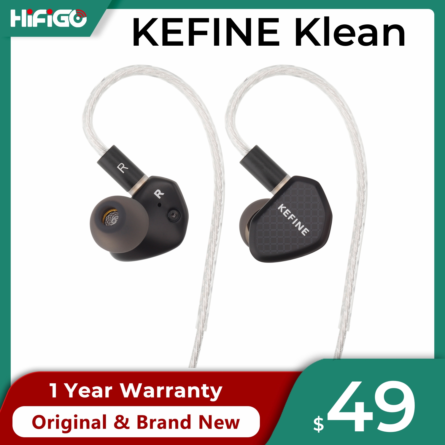KEFINE Klean-auriculares con controlador dinámico de diafragma DLC de 10mm, boquilla de afinación intercambiable con Cable de cobre plateado de 2 pines 0,78