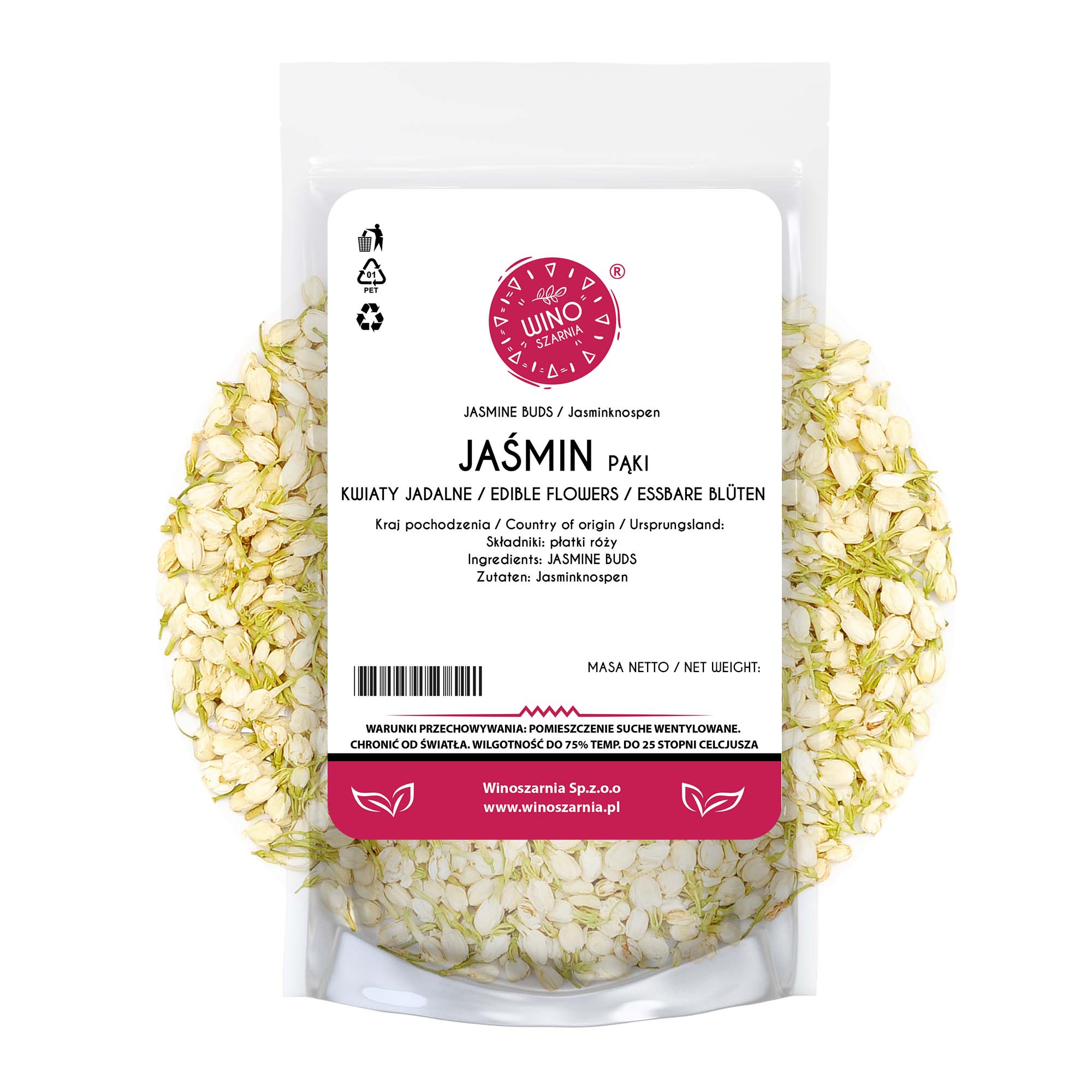 Suszone Kwiaty Jaśminu 100g Naturalne Jadalne Pąki do Herbaty Kwiaty Jadalne