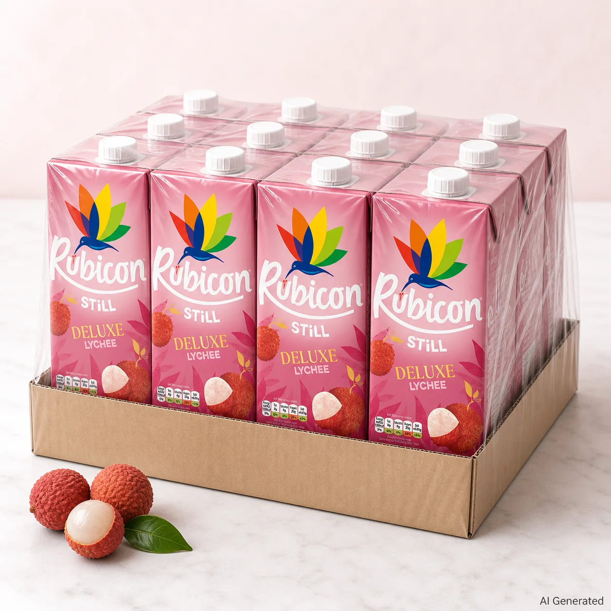 Rubicon Still Litschi-Saft, 12 x 1 l Kartons, 12 l Gesamtkarton, kohlensäurefreies Litschi-Fruchtgetränk, trinkfertige Erfrischung zum gekühlten Servieren, zum Teilen mit der Familie, für Zuhause, Partys, Cafés, Restaurants und den täglichen Gebrauch