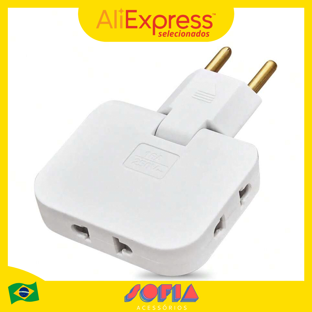 Adapter 20A Foldable Socket 20A 3 Inputs 110/220V 10A Practical and Versatile Brazilian Standard 3 Pin Multiprise Socket