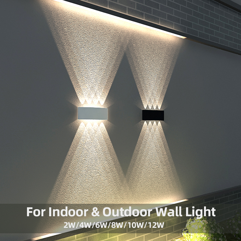 Applique murale led exterieur,Etanche IP65,applique murales intérieur,Aluminium,lampe jardin,Up Down,Luminaire murale pour Chambre Salon Escalier Couloir Hall Pathway Porche 2W 4W 6W 8W 10W 12W