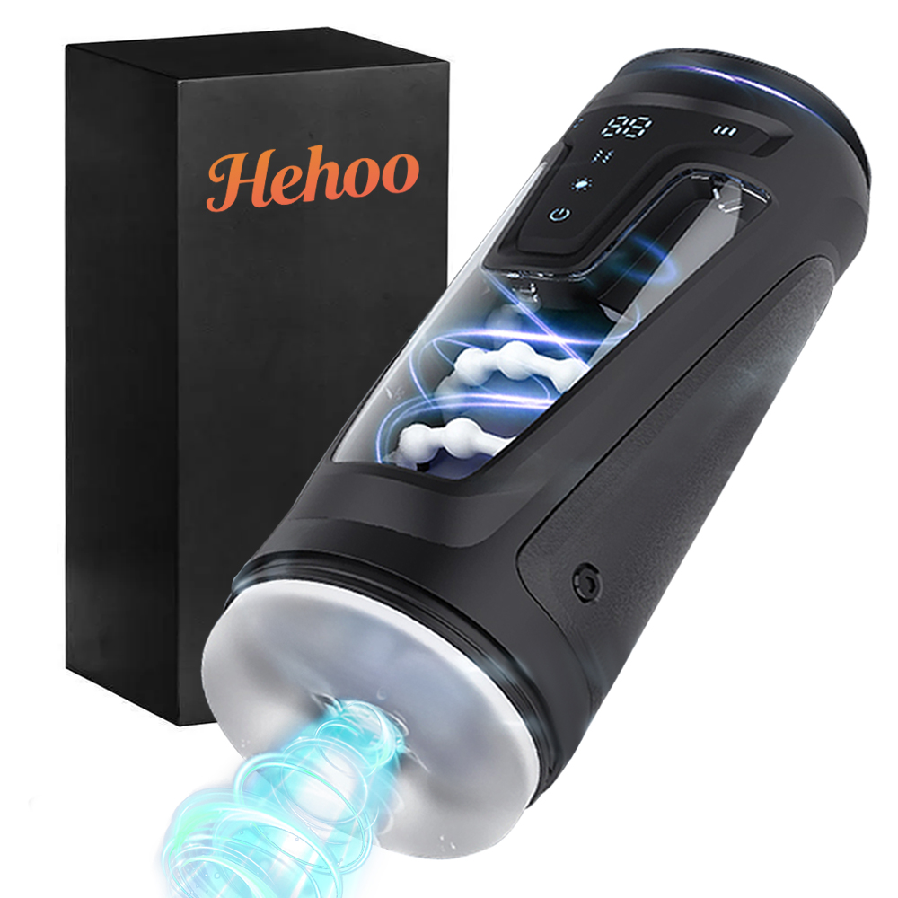 Godet Masturbateur Automatique pour Homme – 9 Modes de Succion et Vibration, 8 Mouvements Électriques Télescopiques, Chauffage Intelligent, Écran LCD Interactif, Voix Interactive, Silicone Doux, Godet de Poche, Jouet Sexuel Adulte pour Hommes, Rechargeabl