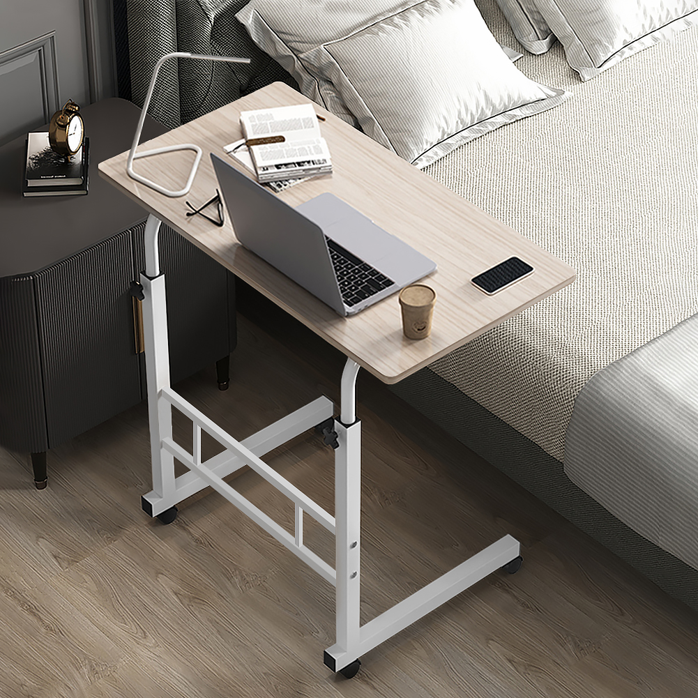Mesa de Escritorio Ajustable con Ruedas, Superficie de 60x40cm, Altura Regulable 64-90cm, para Hogar y Oficina Pequeña