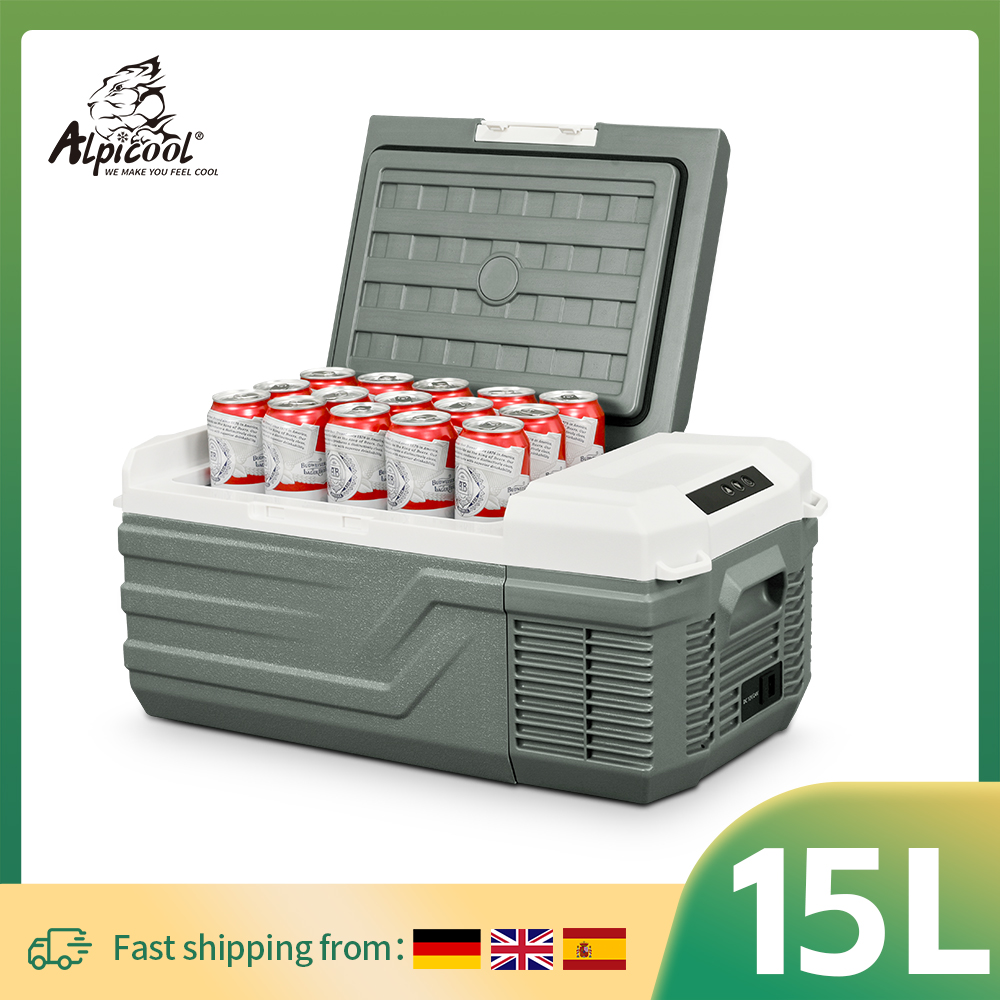 Alpicool NL15 15L draagbare autokoelkast 12 volt minikoelkast met vriesvak 12/24 V DC 100-240 V AC koeler ijskast voor vrachtwagen kamperen