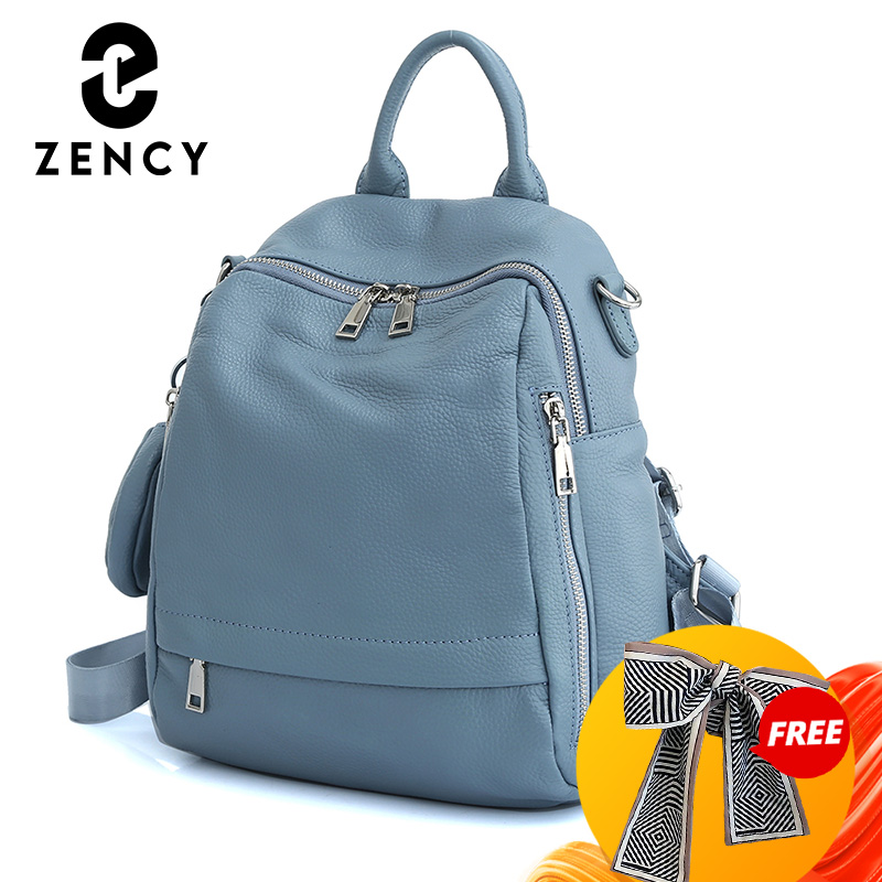Zency – sac à dos en cuir véritable pour femmes, sac d'école de haute qualité, sac de voyage, sac à bandoulière pour femme, sac à dos pour navetteurs