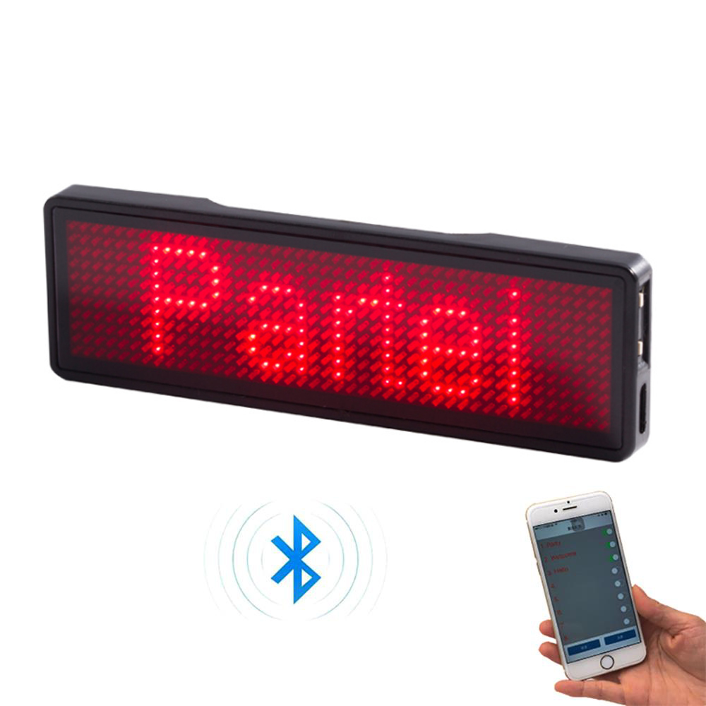 Fully New Bluetooth LED Name Badge DIY Programmable Scrolling Message Board Mini LED Display HD Text Digits Pattern Display
