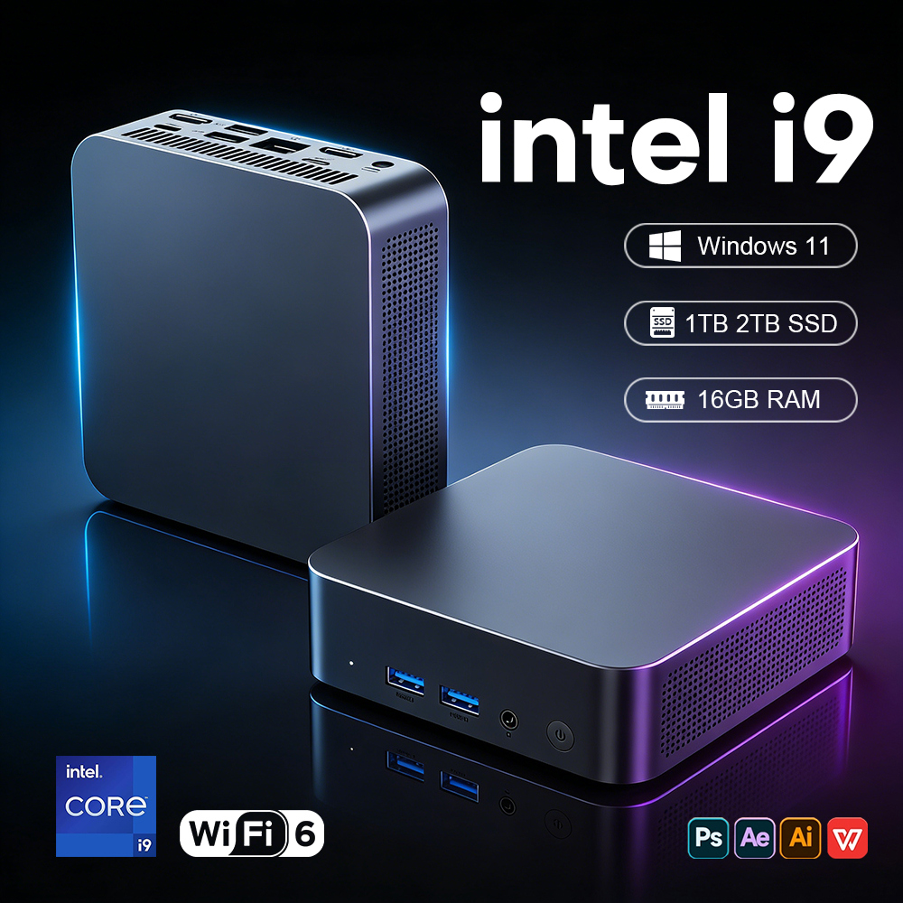 Mini PC Intel Core i9 8950HK Intel Core i3 6100U Windows 11 Pro Gráficos UHD Computadora para Juegos 16GB RAM 1TB 2TB M.2 SSD WiFi6 BT5.2 PC de Escritorio