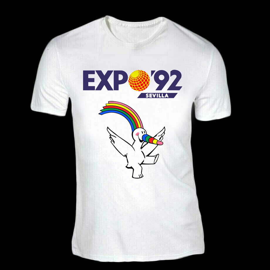 Bawełniana koszulka Curro Expo Sevilla 92 Retro Logo European Talk Dwie cechy koszulki do wyboru Dtg T-Shirt Cotton