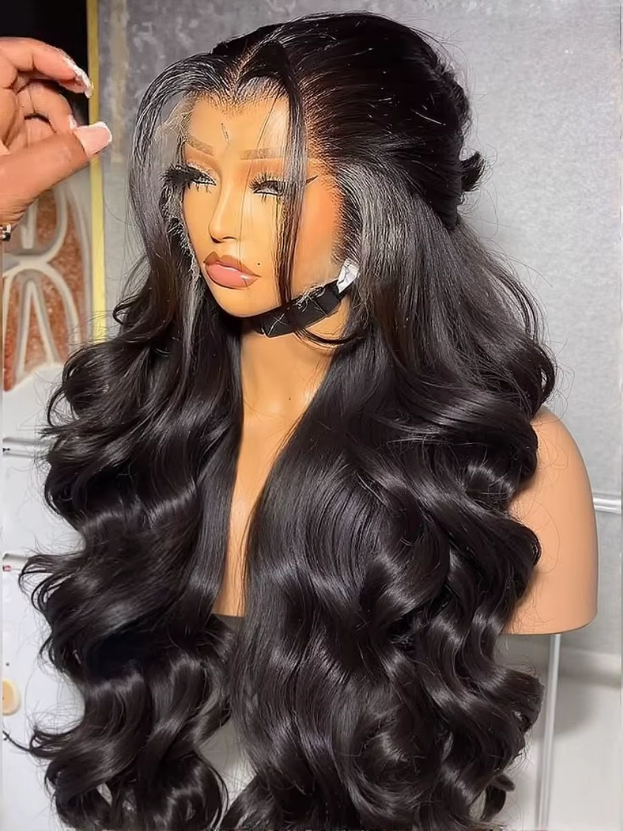 Glueless 13x6 Body Wave Human Hair Wigs Pre Plucked 36 Inches 300% 13x4 HD Lace Front Wigs Human Hair Body Wave Natural Black
