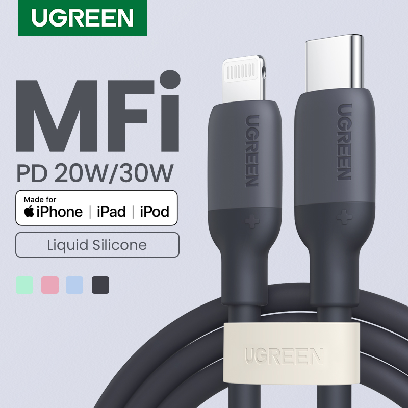 UGREEN MFi Silikonowy kabel typu C do Lightning do iPhone'a 11 14 13 12 Pro Max USB C Szybkie ładowanie do iPada iPhone Kabel do ładowania