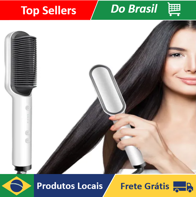 Escova De Cabelo Elétrica Pente De Aquecimento Para Alisador Bivolt